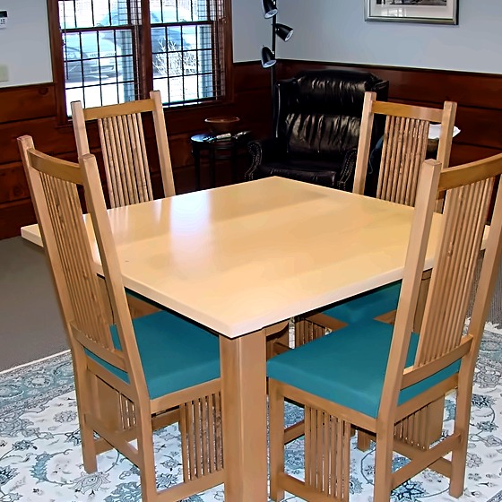Custom wood table and chairs