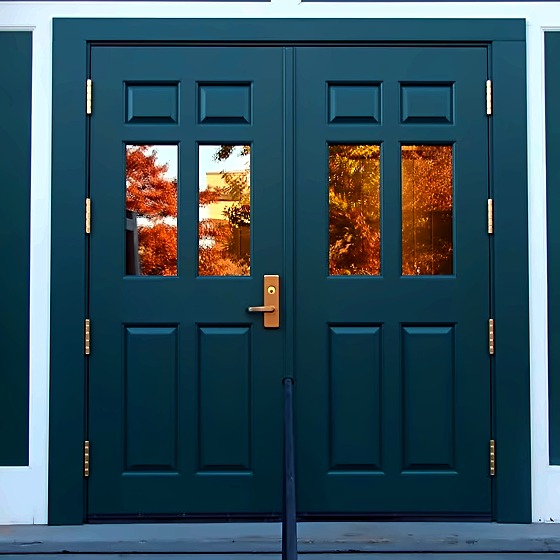 Blue architectural entry door