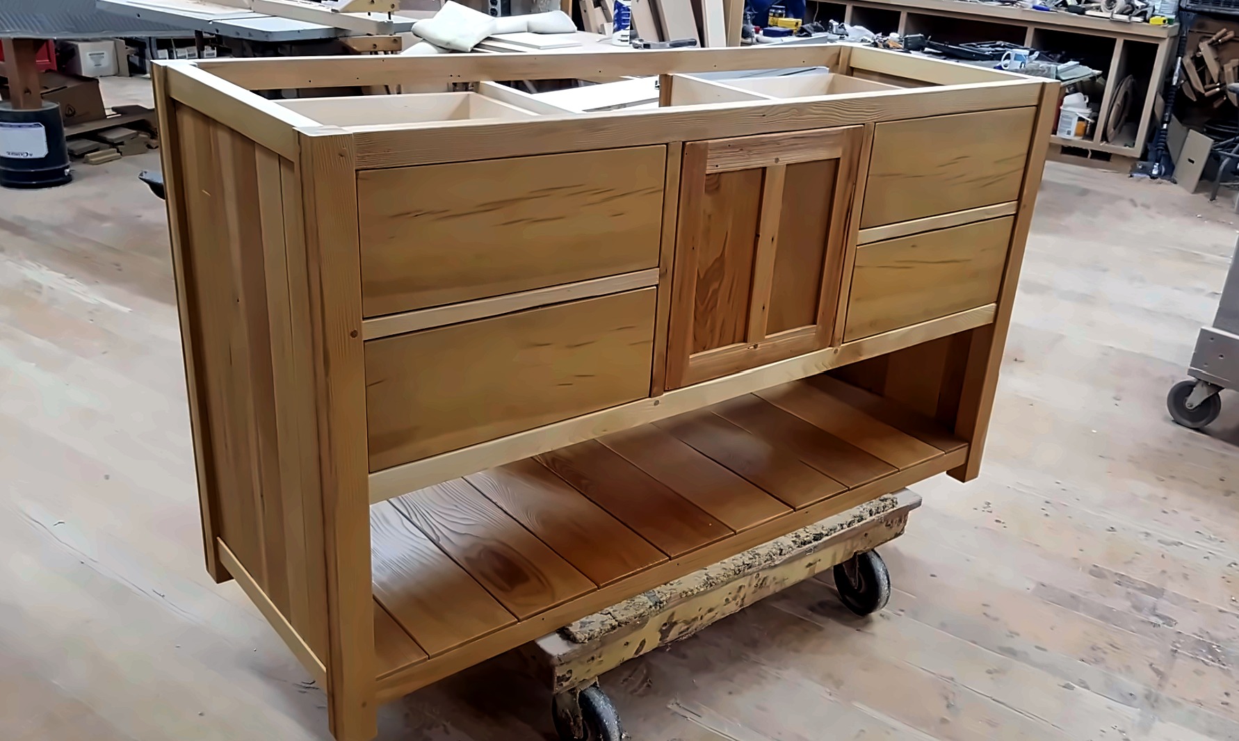 Custom casework under construction in the Lloyd’s shop